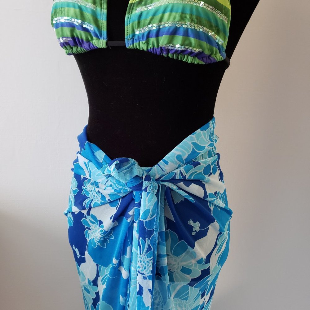 Blue Floral Swim Coverup - Picture 5 of 9